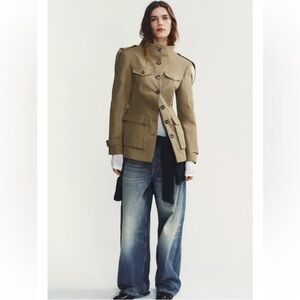 Zara tabbed pocket jacket in olive green
